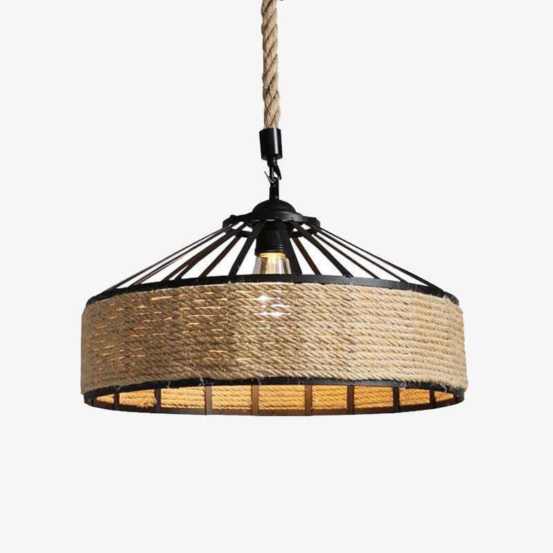 Rustieke LED-hanglamp met rotan cirkel Country