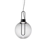 Suspension Verre Boule Socle Chromé Noir Luminaire Chambre