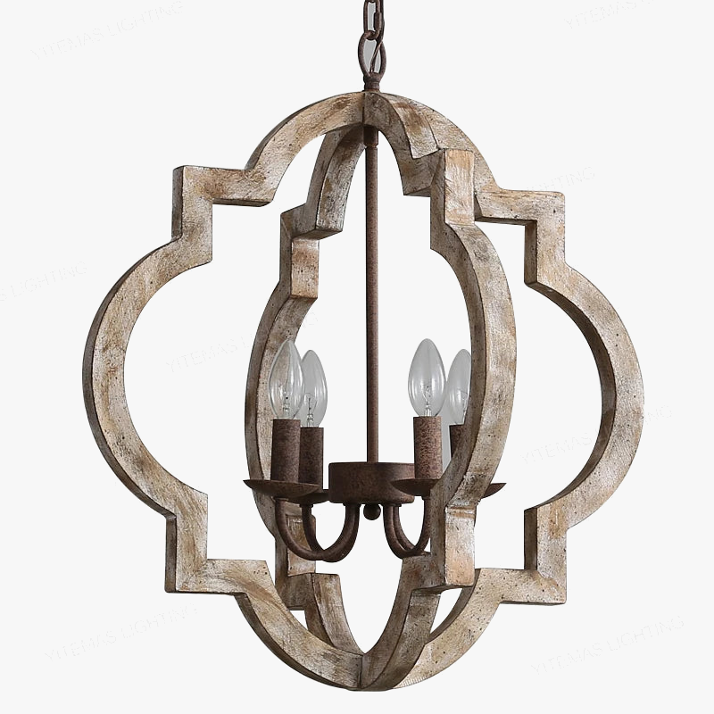 Elegant retro houten kroonluchter